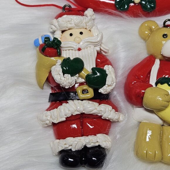 Vintage Christmas Ornaments Mixed Baked Clay Dough Spagetti Trim Bundle Set 5/C - Picture 7 of 12